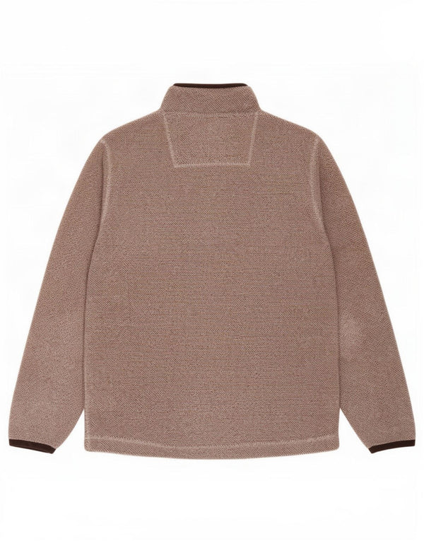 Weird Fish Mens Zip Neck Fleece Jumper Large Brown Polyester