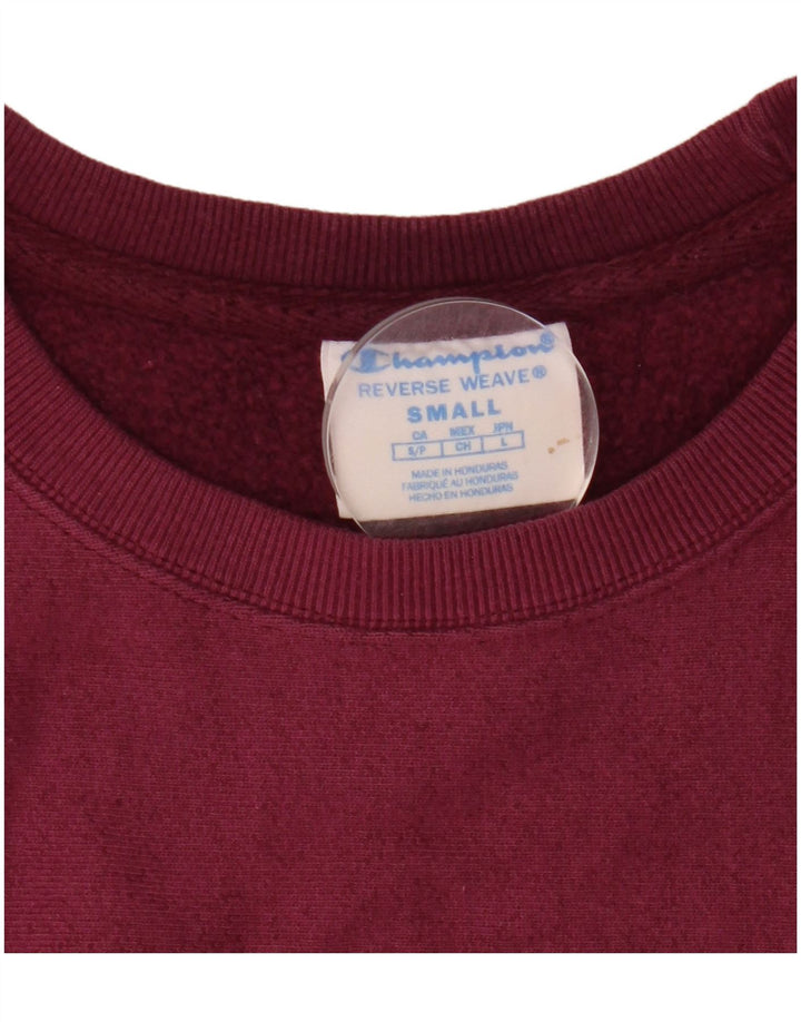 Champion Womens Oversized Sweatshirt Jumper UK 10 Small Burgundy Cotton