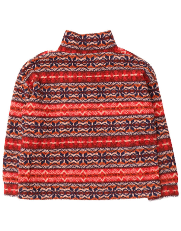 American Eagle Mens Loose Fit Fleece Jumper Small Multicoloured Fair Isle
