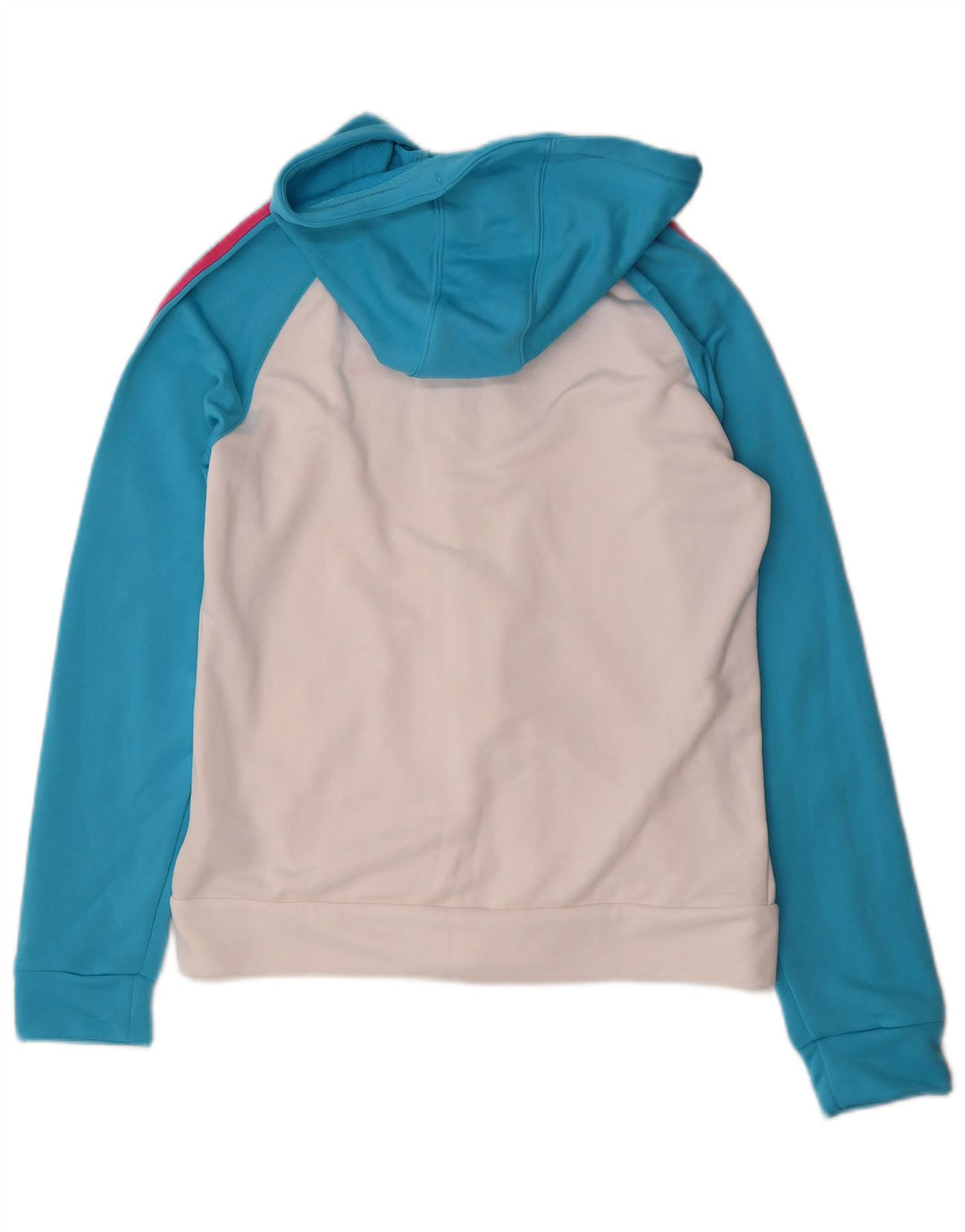 Adidas Womens Zip Hoodie Sweater UK 14 Medium White Colourblock Polyester