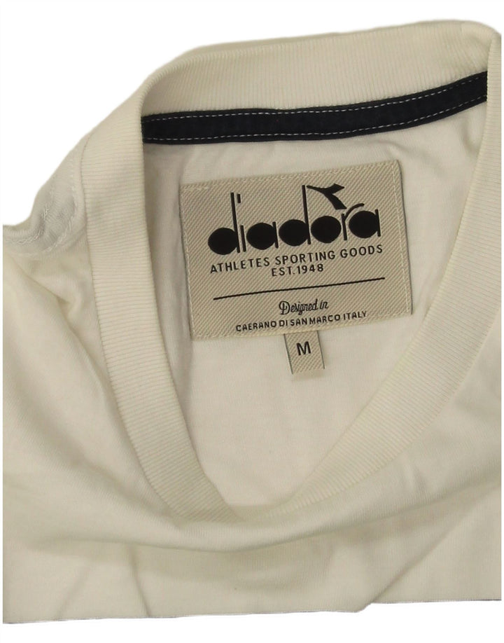 Diadora Mens Graphic T-Shirt Top Medium White Colourblock Cotton