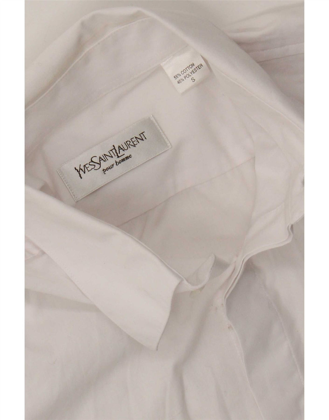 Yves Saint Laurent Mens Short Sleeve Shirt Small White Cotton
