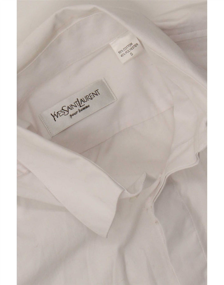 Yves Saint Laurent Mens Short Sleeve Shirt Small White Cotton