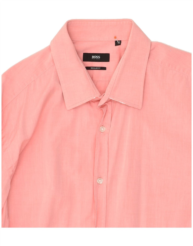 HUGO BOSS Mens Regular Fit Shirt Size 43 17 XL Pink Cotton Vintage Hugo Boss and Second-Hand Hugo Boss from Messina Hembry 