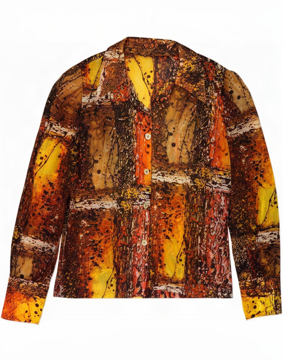 Vintage Womens Abstract Pattern Shirt Blouse UK 12 Medium Multicoloured