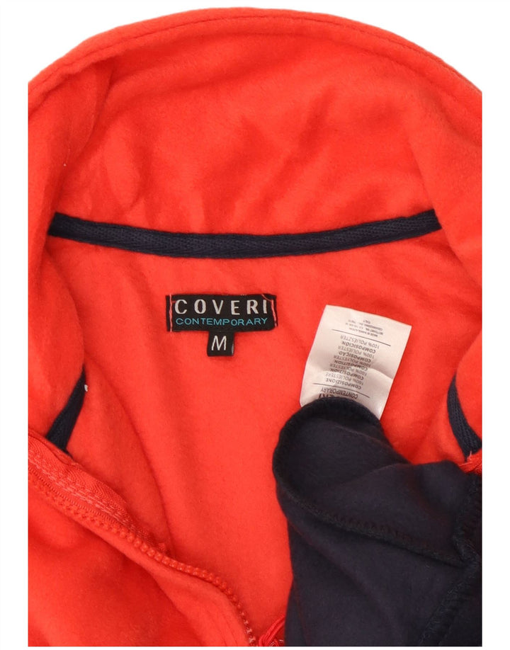 Coveri Mens Zip Neck Fleece Jumper Medium Multicoloured Colourblock