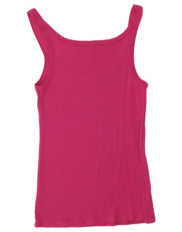 Benetton Womens Vest Top UK 14 Large Pink Cotton