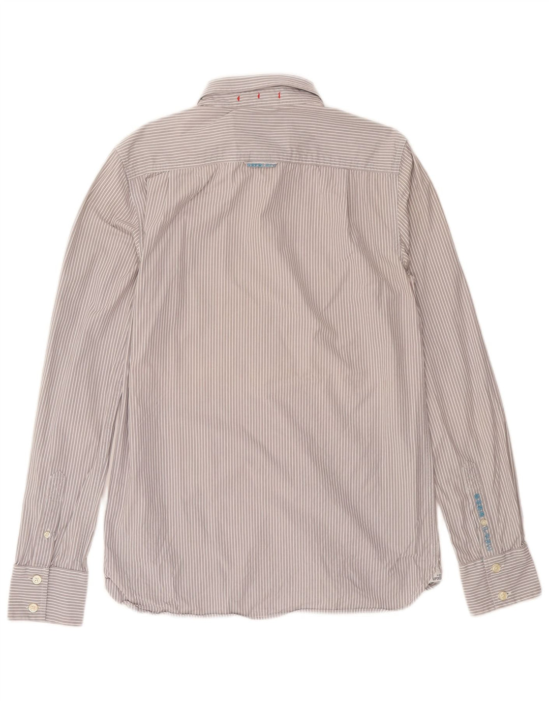 Superdry Mens Shirt Large Grey Striped Cotton