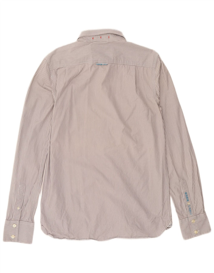 Superdry Mens Shirt Large Grey Striped Cotton