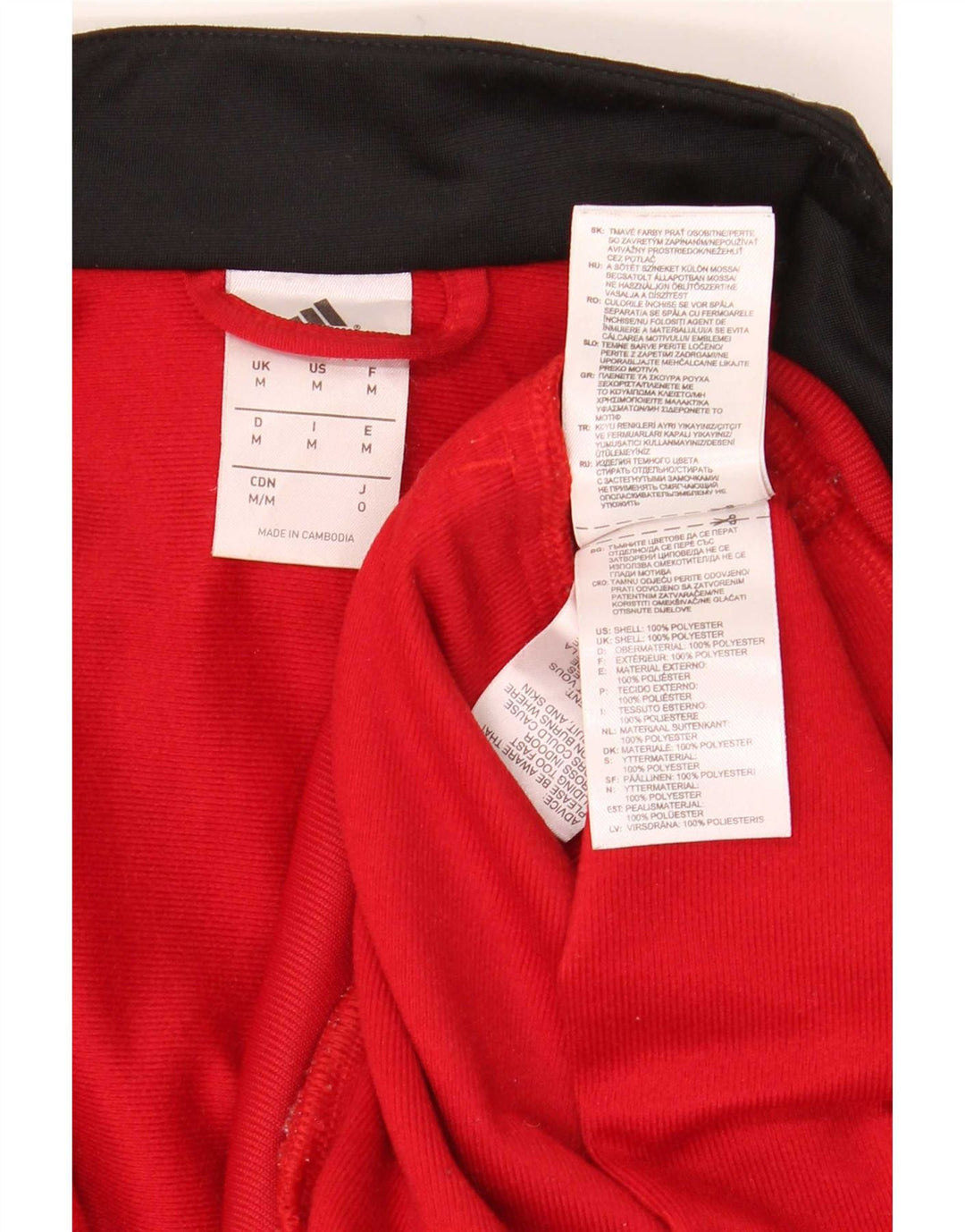 Adidas Mens Tracksuit Top Jacket Medium Red Colourblock Polyester