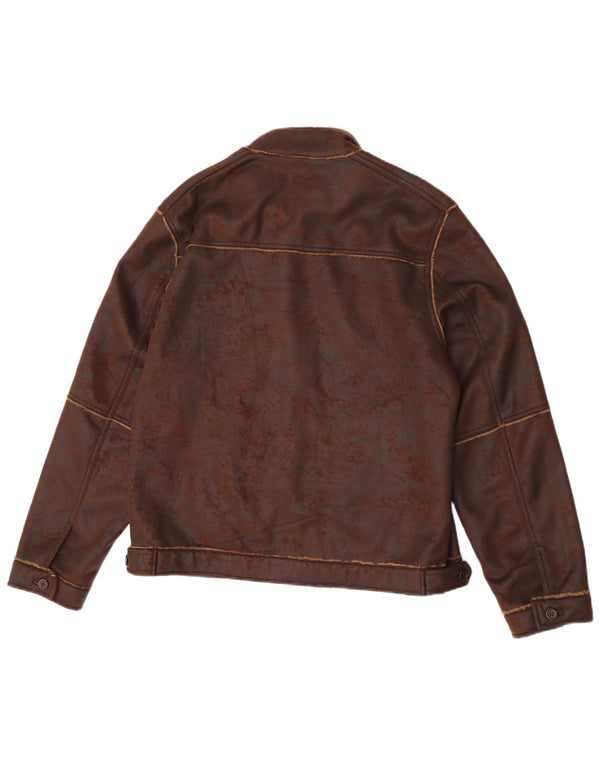 Zara Mens Sherpa Jacket UK 42 XL Brown Polyester