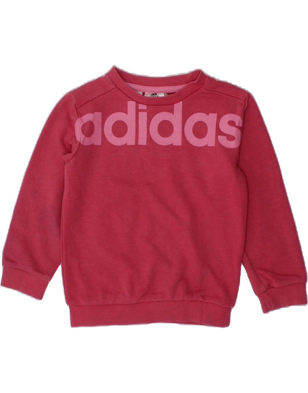 ADIDAS Baby Girls Graphic Sweatshirt Jumper 18-24 Months Pink Cotton Vintage Adidas and Second-Hand Adidas from Messina Hembry 