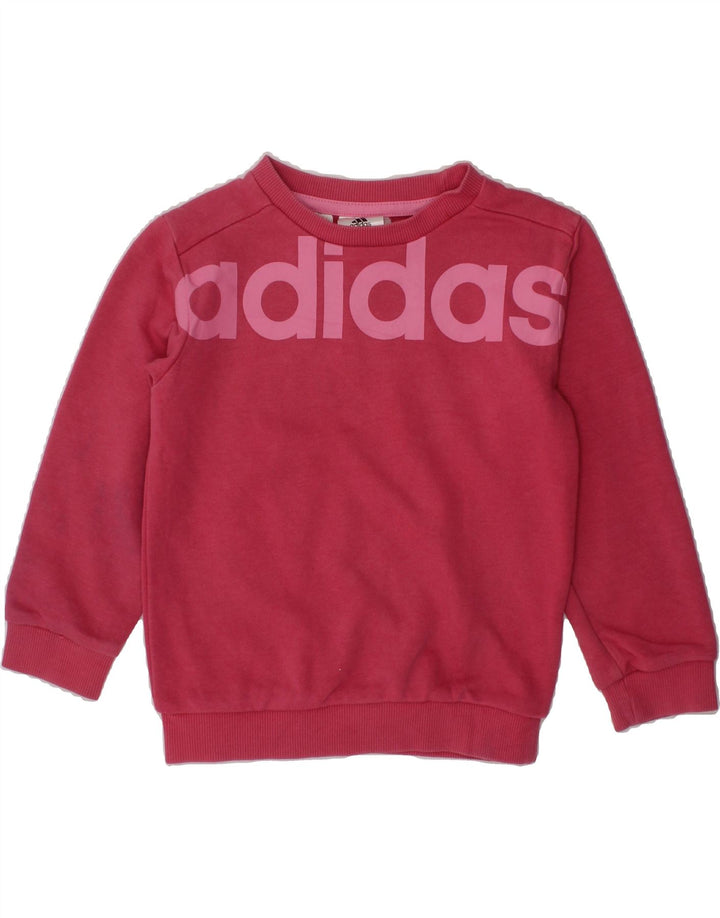 ADIDAS Baby Girls Graphic Sweatshirt Jumper 18-24 Months Pink Cotton Vintage Adidas and Second-Hand Adidas from Messina Hembry 