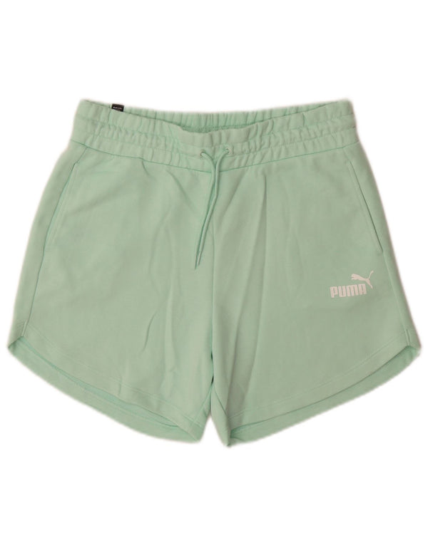 Puma Womens Sport Shorts UK 14 Medium Green Cotton