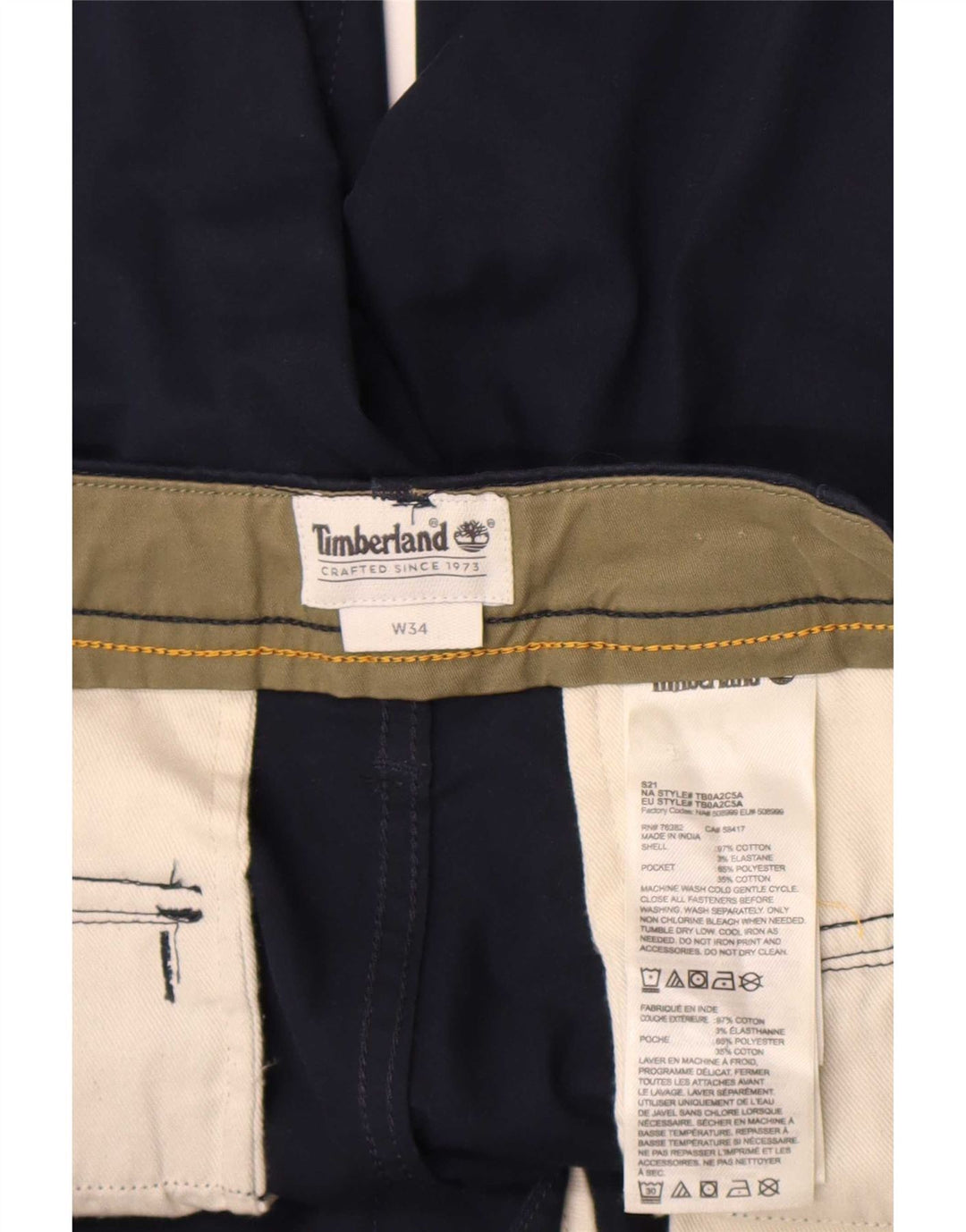 Timberland Mens Cargo Shorts W34 Large Navy Blue Cotton