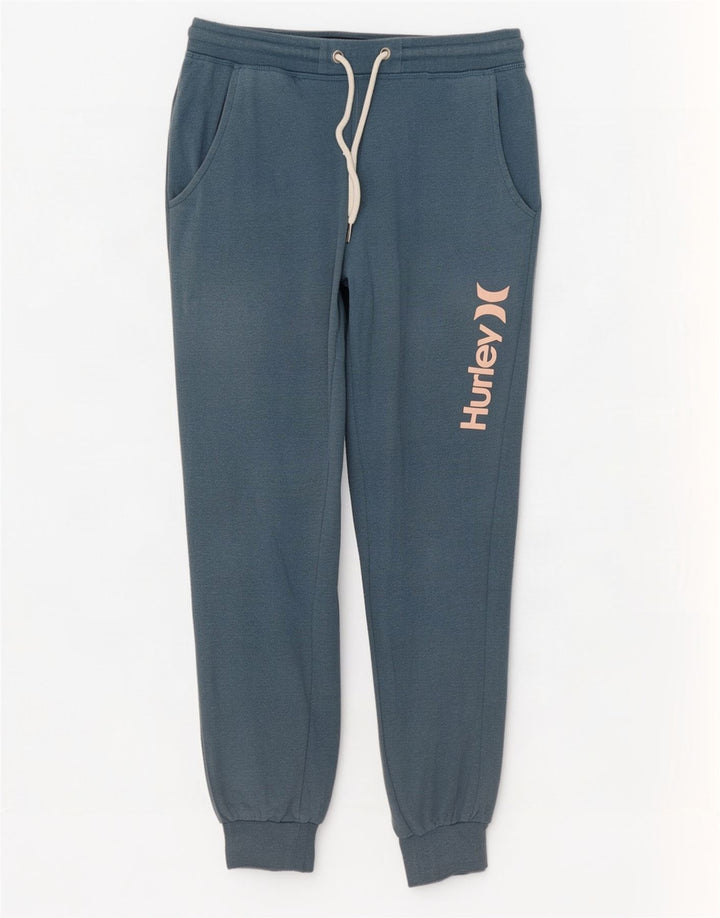 Hurley Mens Graphic Tracksuit Trousers Joggers Small Blue Cotton