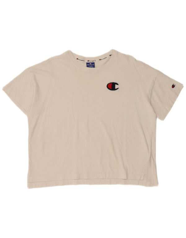 Champion Womens Crop T-Shirt Top UK 16 Large White Cotton