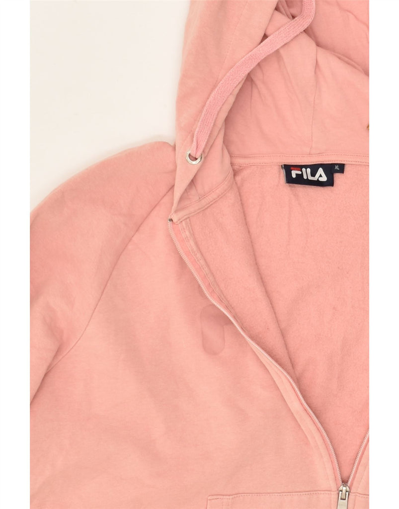 FILA Womens Graphic Zip Hoodie Sweater UK 18 XL Pink Cotton | Vintage Fila | Thrift | Second-Hand Fila | Used Clothing | Messina Hembry 