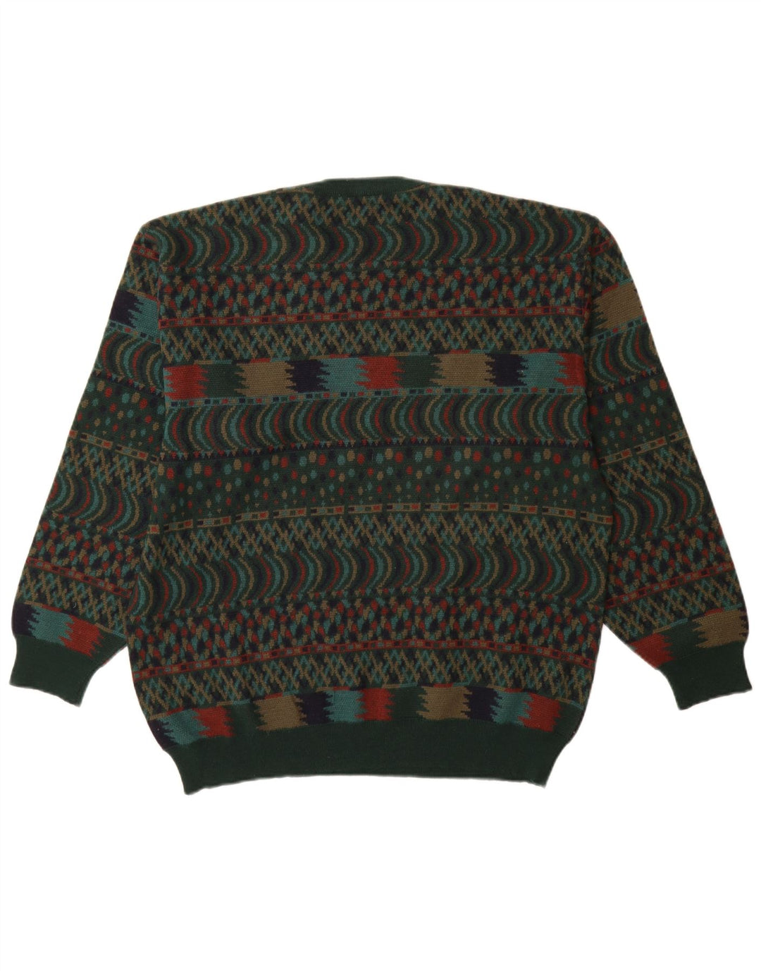 VINTAGE Mens Crew Neck Jumper Sweater IT 54 XL Green Fair Isle Wool