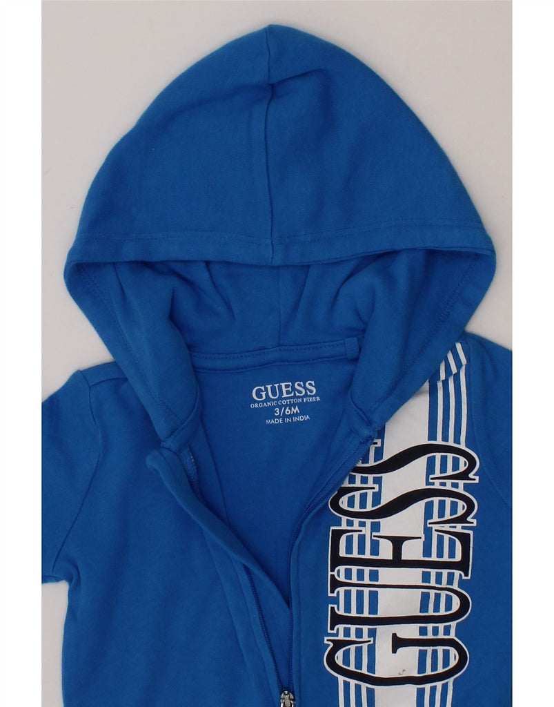 GUESS Baby Boys Graphic Zip Hoodie Sweater 3-6 Months Blue Cotton Vintage Guess and Second-Hand Guess from Messina Hembry 