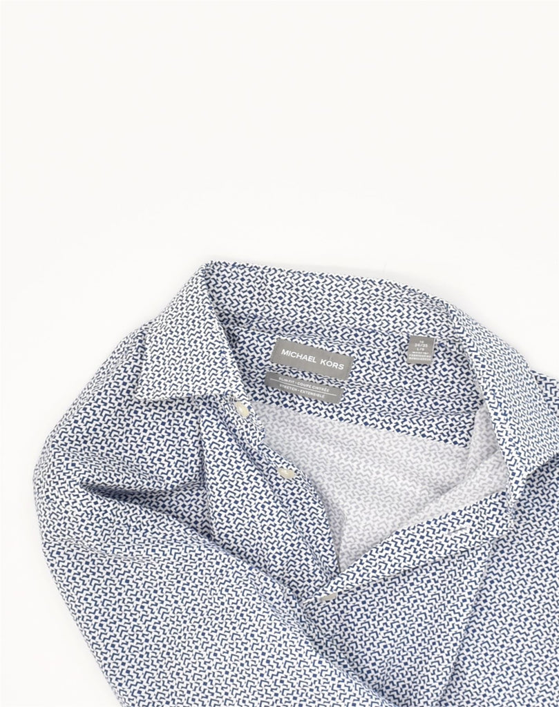 MICHAEL KORS Mens Slim Fit Shirt Size 16 Large Blue Cotton | Vintage Michael Kors | Thrift | Second-Hand Michael Kors | Used Clothing | Messina Hembry 