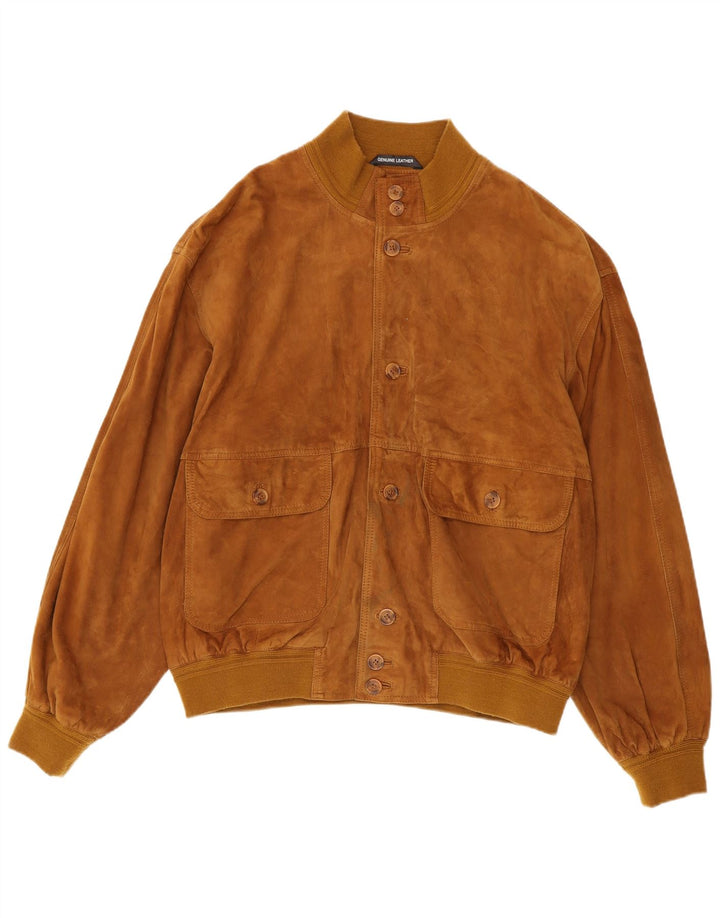 Living World Mens Suede Bomber Jacket IT 58 4XL Brown Leather