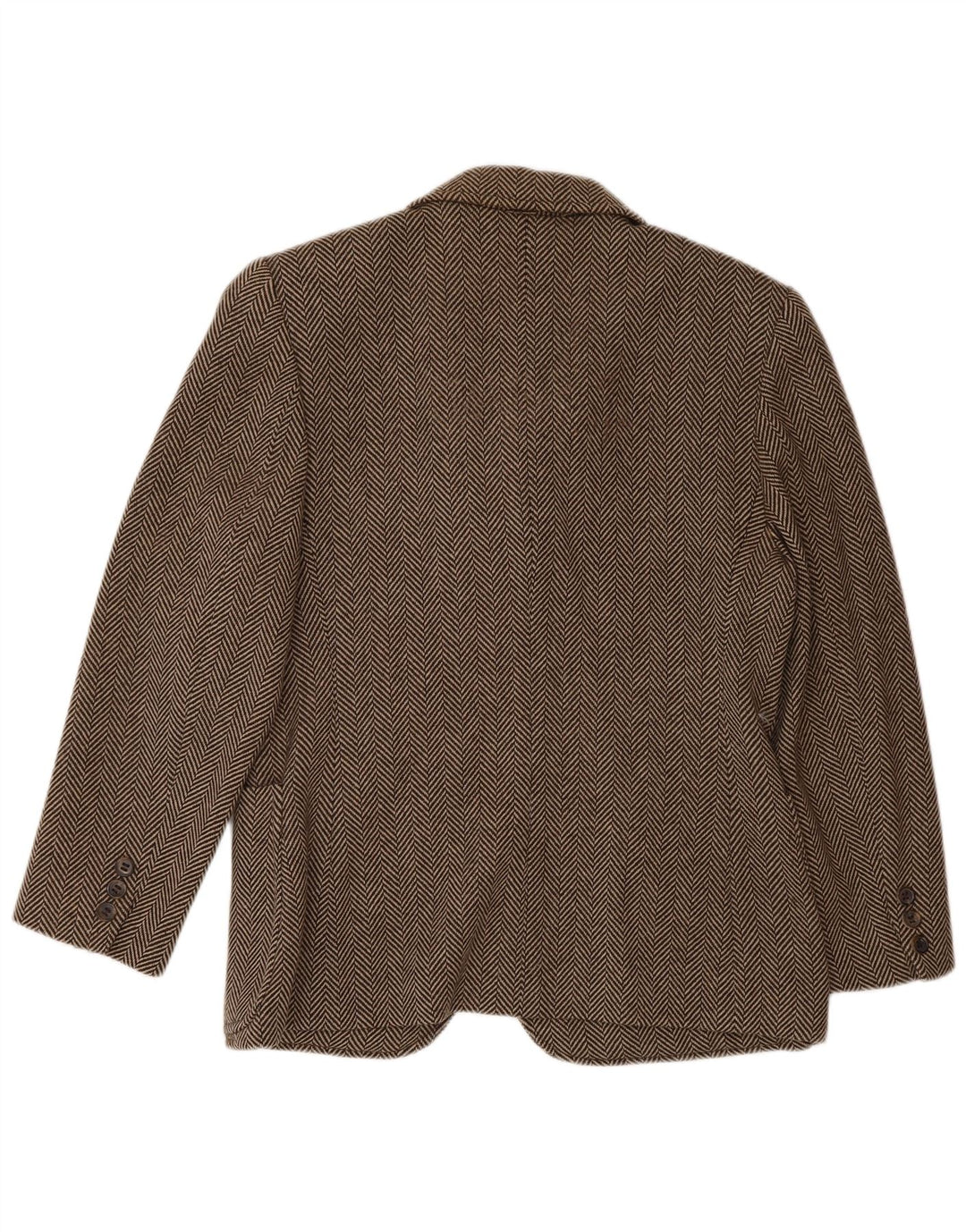 Piombo Womens 3 Button Blazer Jacket IT 44 Medium Brown Herringbone Wool