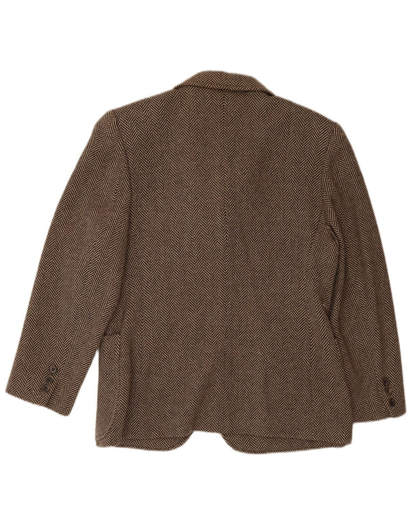 Piombo Womens 3 Button Blazer Jacket IT 44 Medium Brown Herringbone Wool