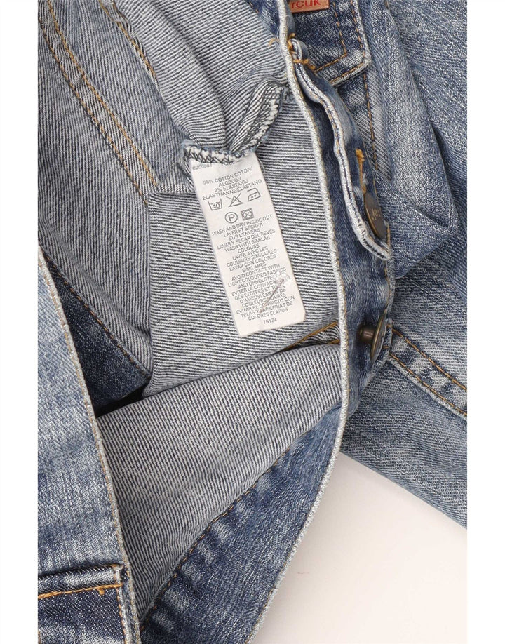 Fcuk Womens Regular Fit Denim Jacket UK 10 Small Blue Cotton