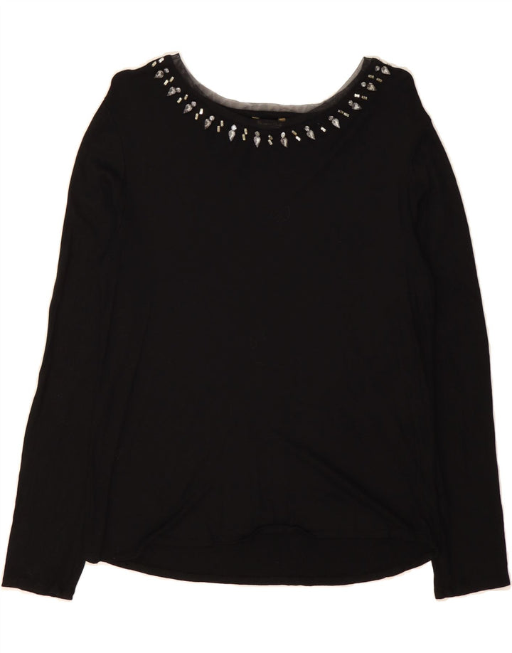 MASSIMO DUTTI Womens Top Long Sleeve UK 10 Small Black Cotton Vintage Massimo Dutti and Second-Hand Massimo Dutti from Messina Hembry 
