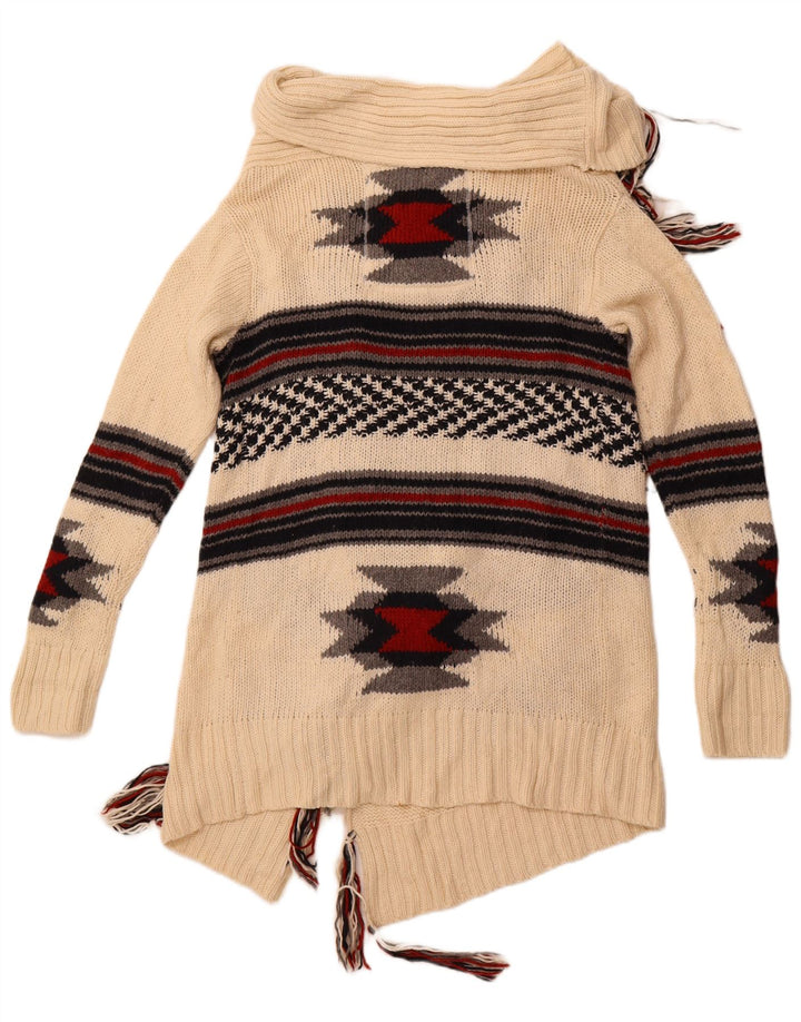 SUPERDRY Womens Longline Cardigan Sweater UK 14 Medium Off White