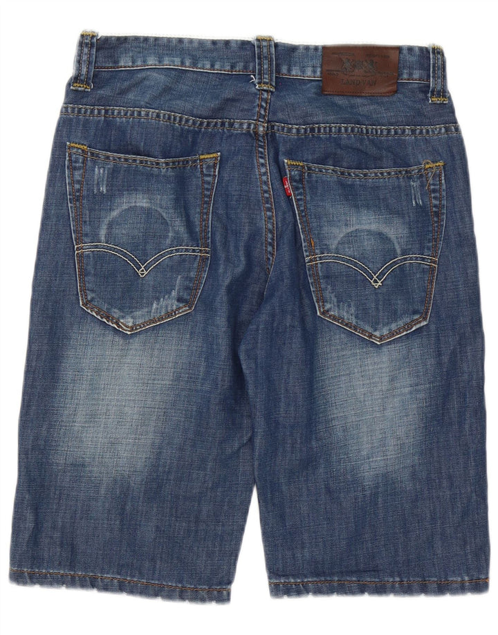 Vintage Mens Distressed Denim Shorts W32 Medium Blue Cotton