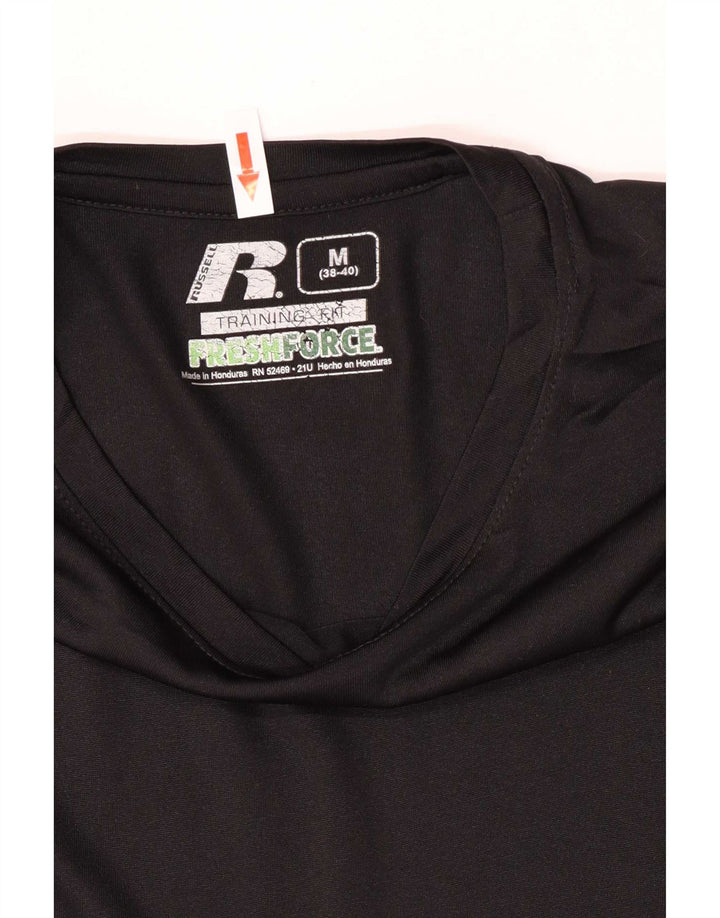 Russell Athletic Mens Dri-Power T-Shirt Top UK 38/40 Medium Black Polyester