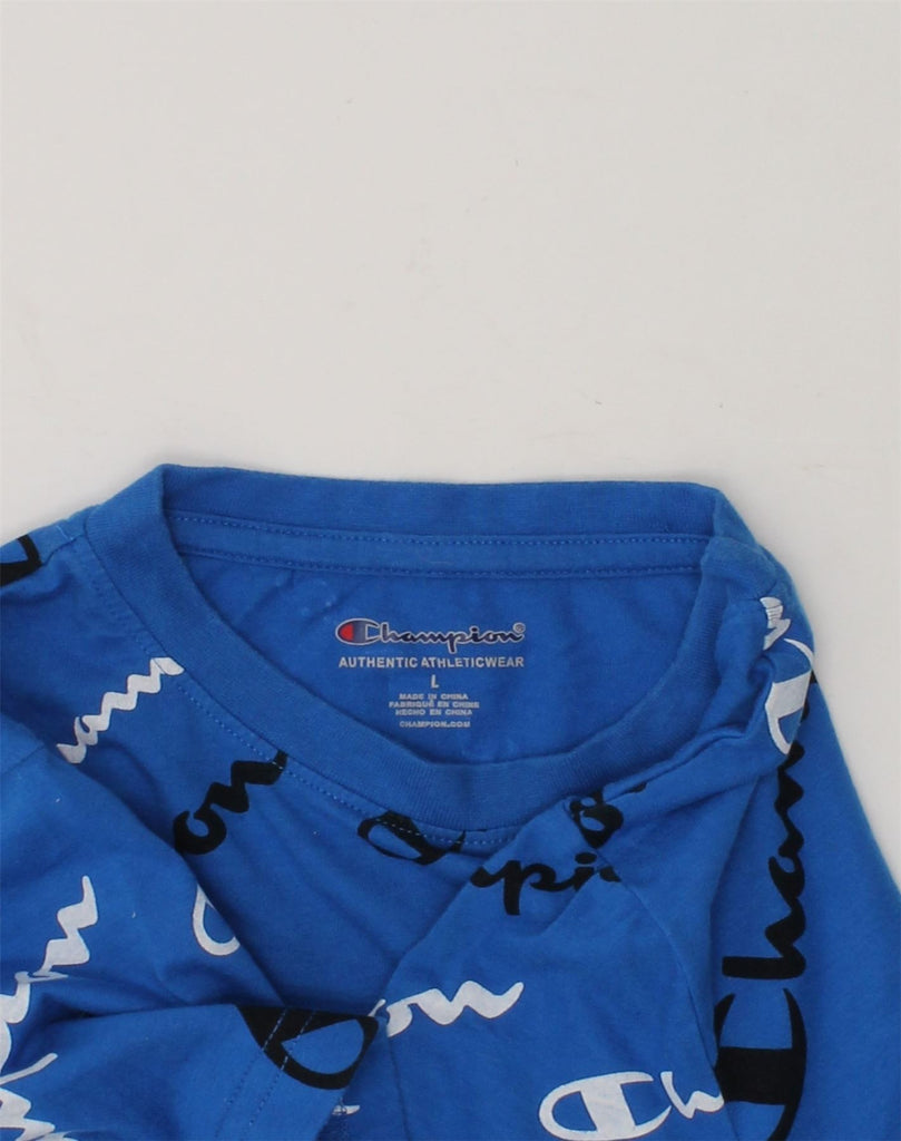 CHAMPION Boys Graphic T-Shirt Top 10-11 Years Large Blue Cotton | Vintage Champion | Thrift | Second-Hand Champion | Used Clothing | Messina Hembry 