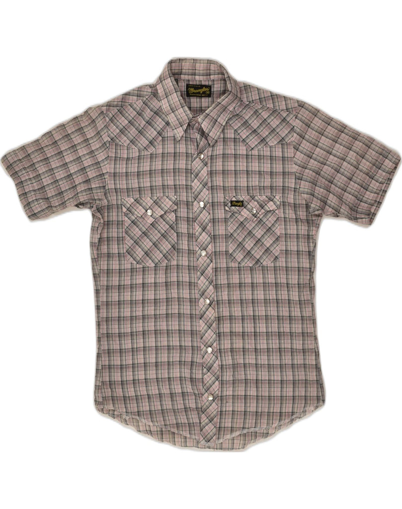 WRANGLER Boys Short Sleeve Shirt 15-16 Years Grey Check | Vintage Wrangler | Thrift | Second-Hand Wrangler | Used Clothing | Messina Hembry 