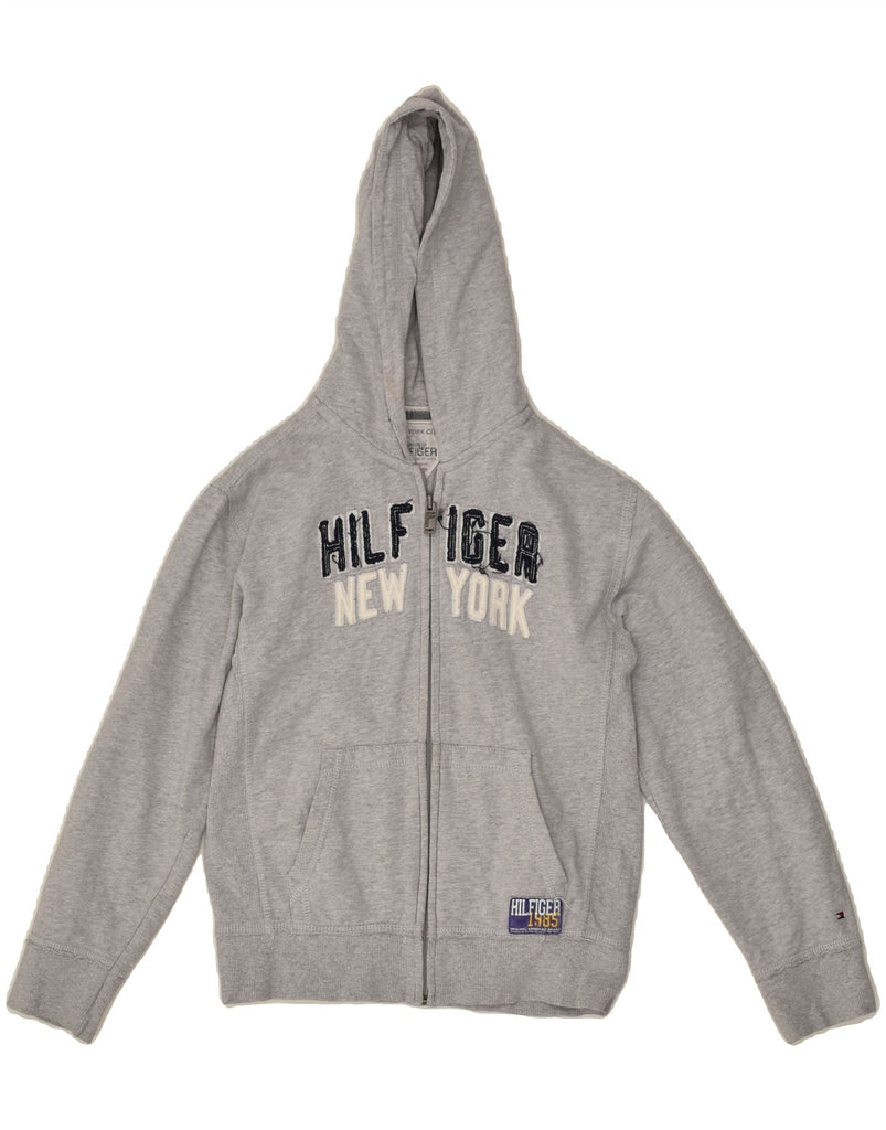 TOMMY HILFIGER Boys Graphic Zip Hoodie Sweater 9-10 Years Grey Cotton | Vintage Tommy Hilfiger | Thrift | Second-Hand Tommy Hilfiger | Used Clothing | Messina Hembry 