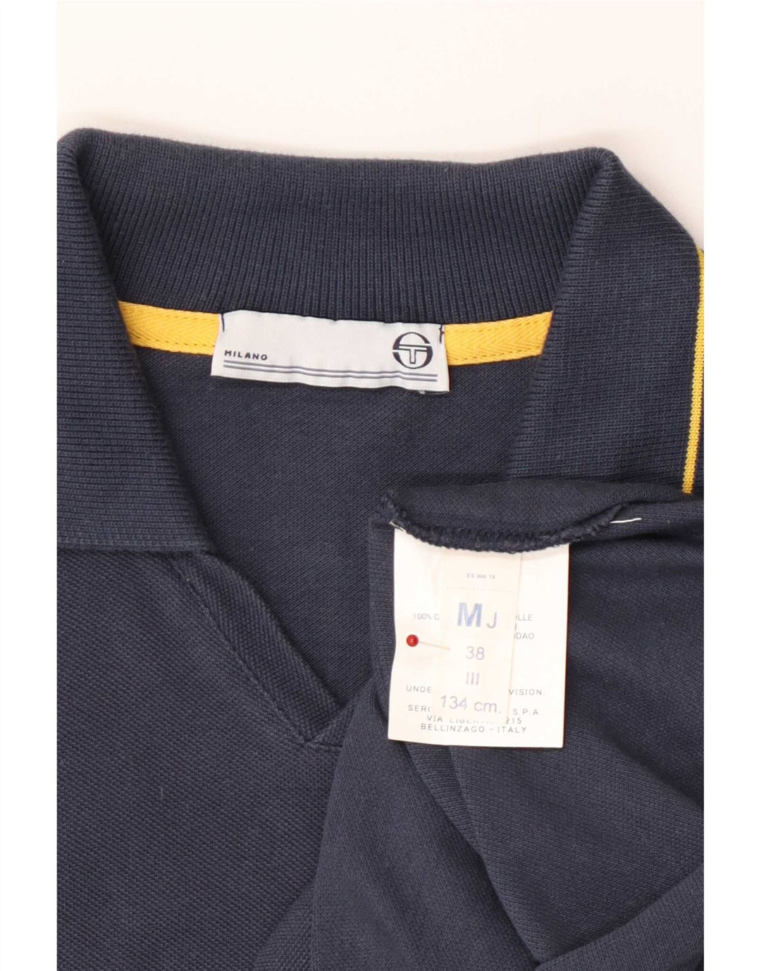 Sergio Tacchini Womens Polo Shirt UK 12 Medium Navy Blue Cotton