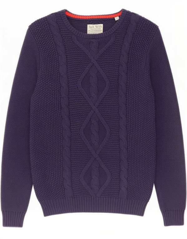 Jack Wills Mens Boat Neck Jumper Sweater Medium Navy Blue Cotton
