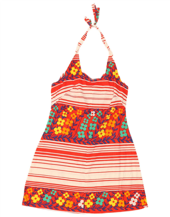 Vintage Womens Halter Dress UK 8 Small Multicoloured Floral