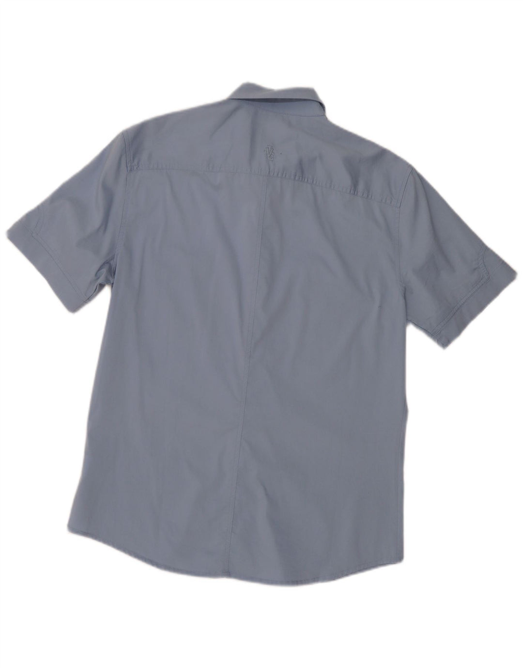 Versace Mens Short Sleeve Shirt Large Blue Cotton