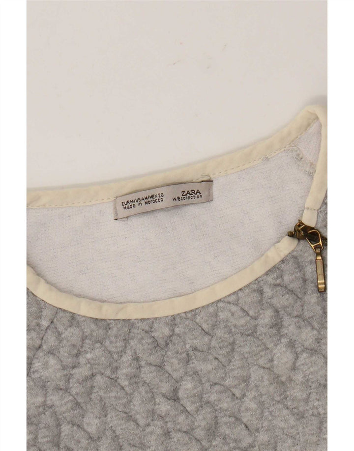 Zara Womens Sweatshirt Jumper UK 12 Medium Grey Colourblock