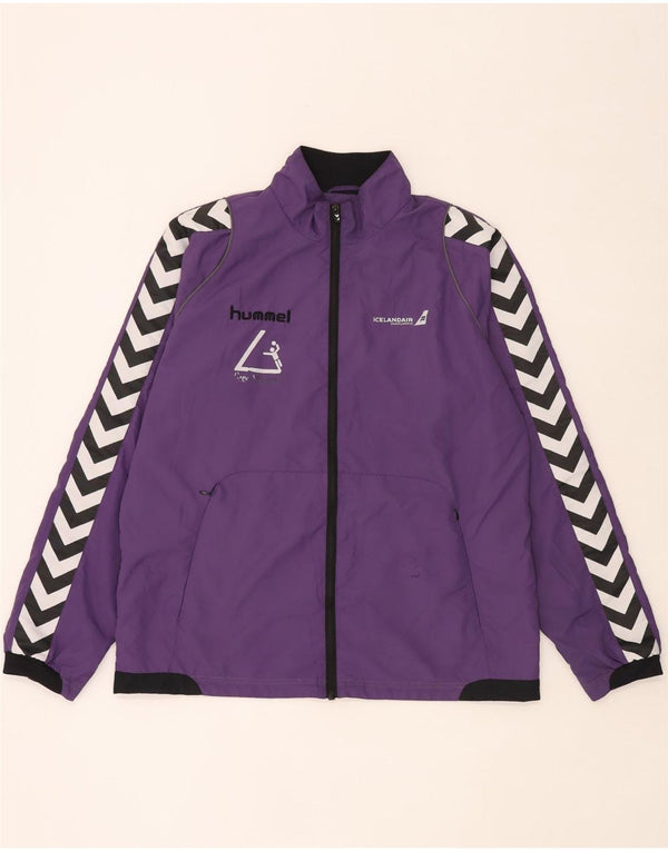 Hummel Mens Graphic Tracksuit Top Jacket Large Purple Colourblock Polyester