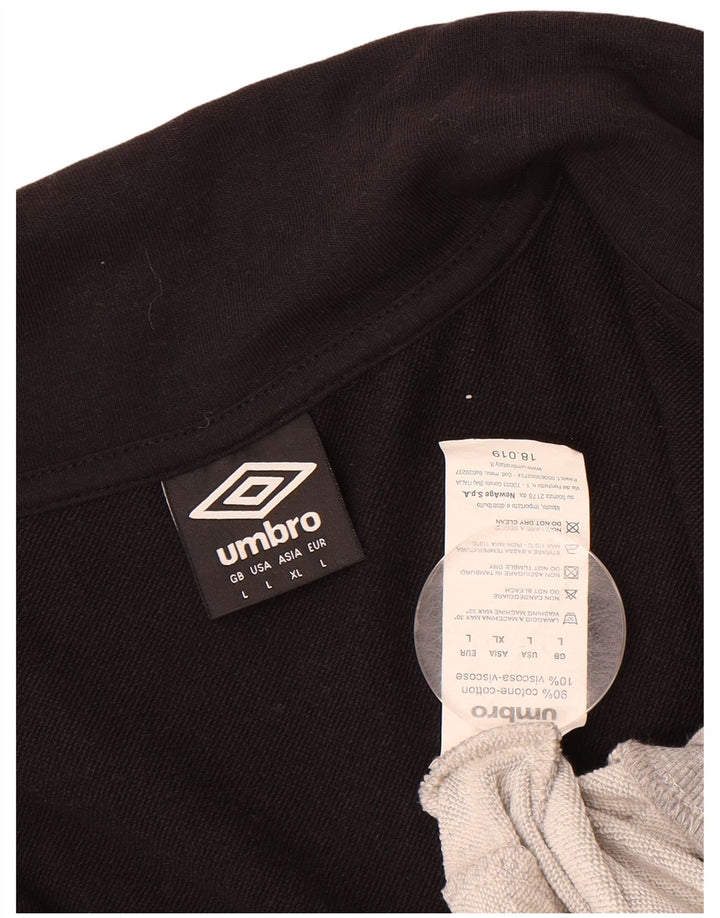 UMBRO Womens Tracksuit Top Jacket UK 16 Large Black Colourblock Cotton