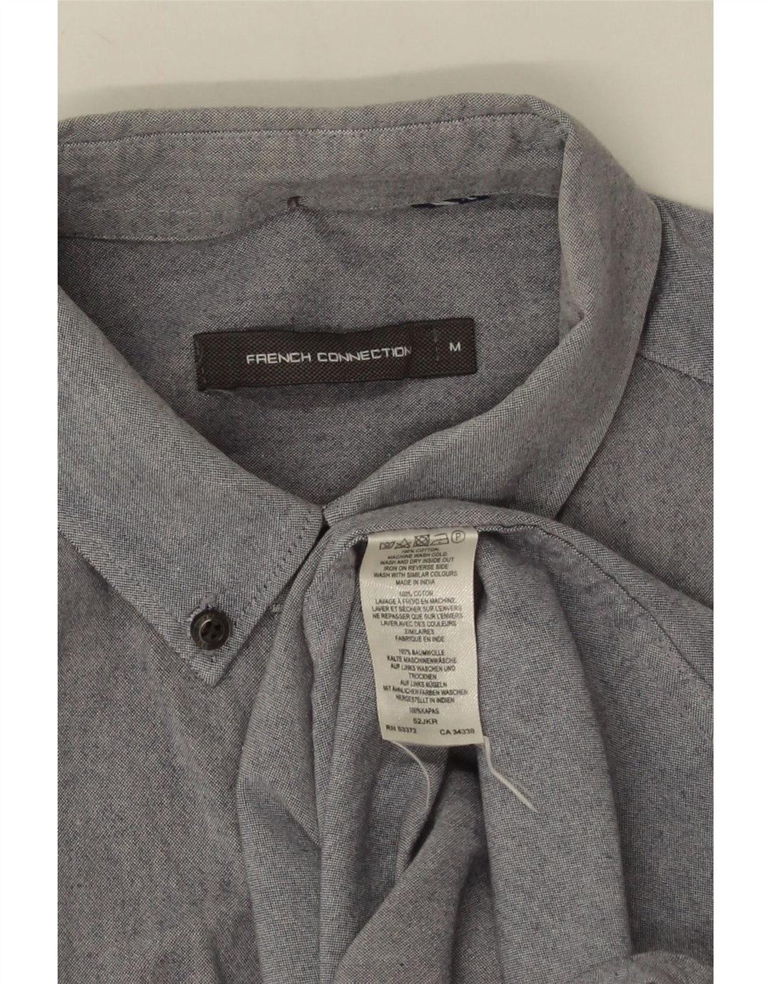 French Connection Mens Short Sleeve Shirt Medium Blue Cotton