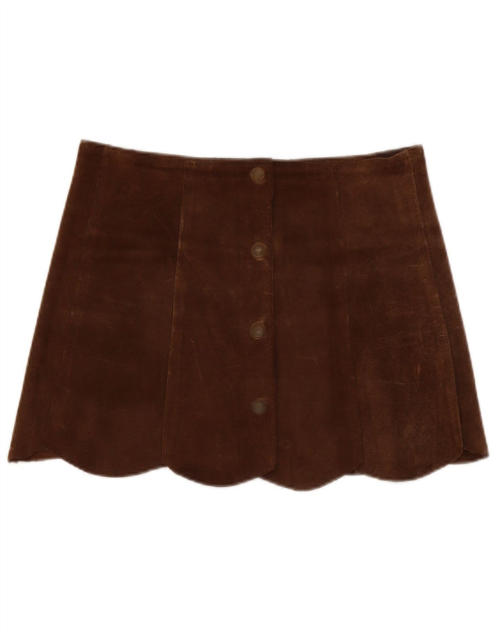 Vintage Womens Suede Mini Skirt W30 Medium Brown Leather