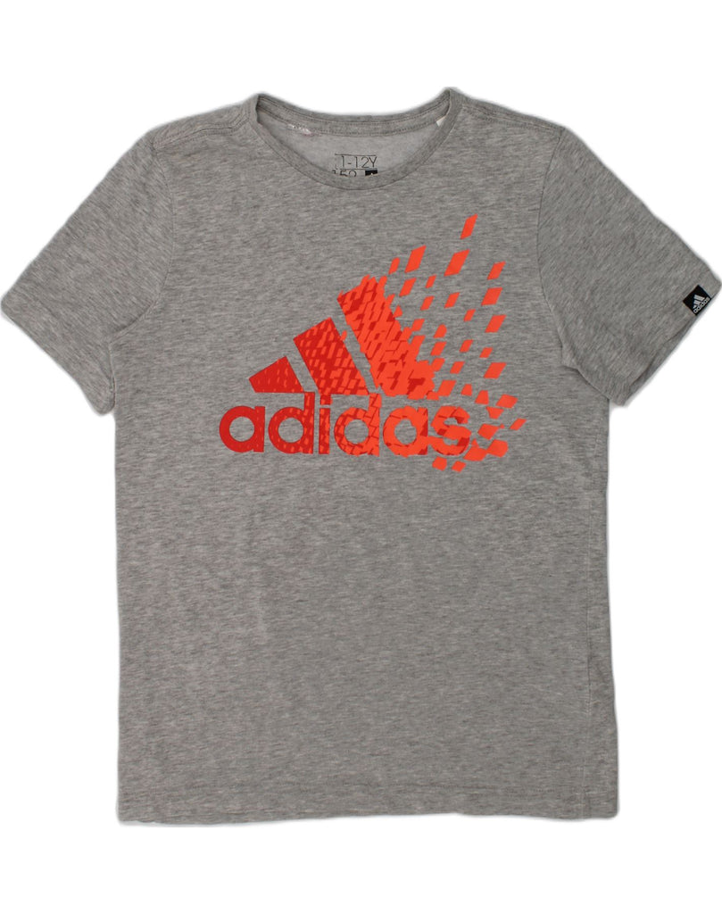 ADIDAS Girls Climalite Graphic T-Shirt Top 11-12 Years Grey Cotton | Vintage Adidas | Thrift | Second-Hand Adidas | Used Clothing | Messina Hembry 