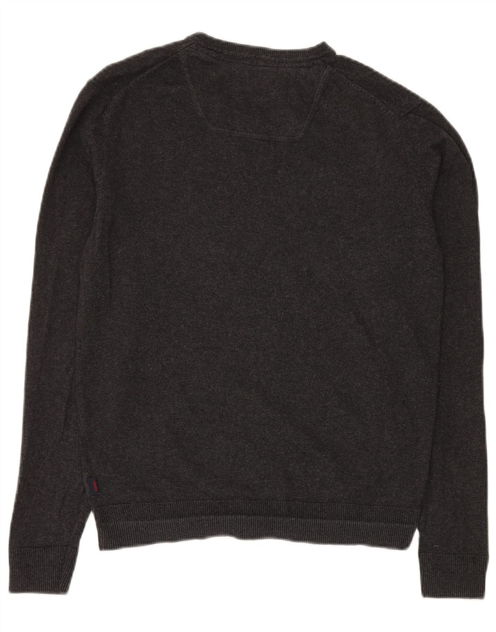 Esprit Mens V-Neck Jumper Sweater Small Grey Cotton