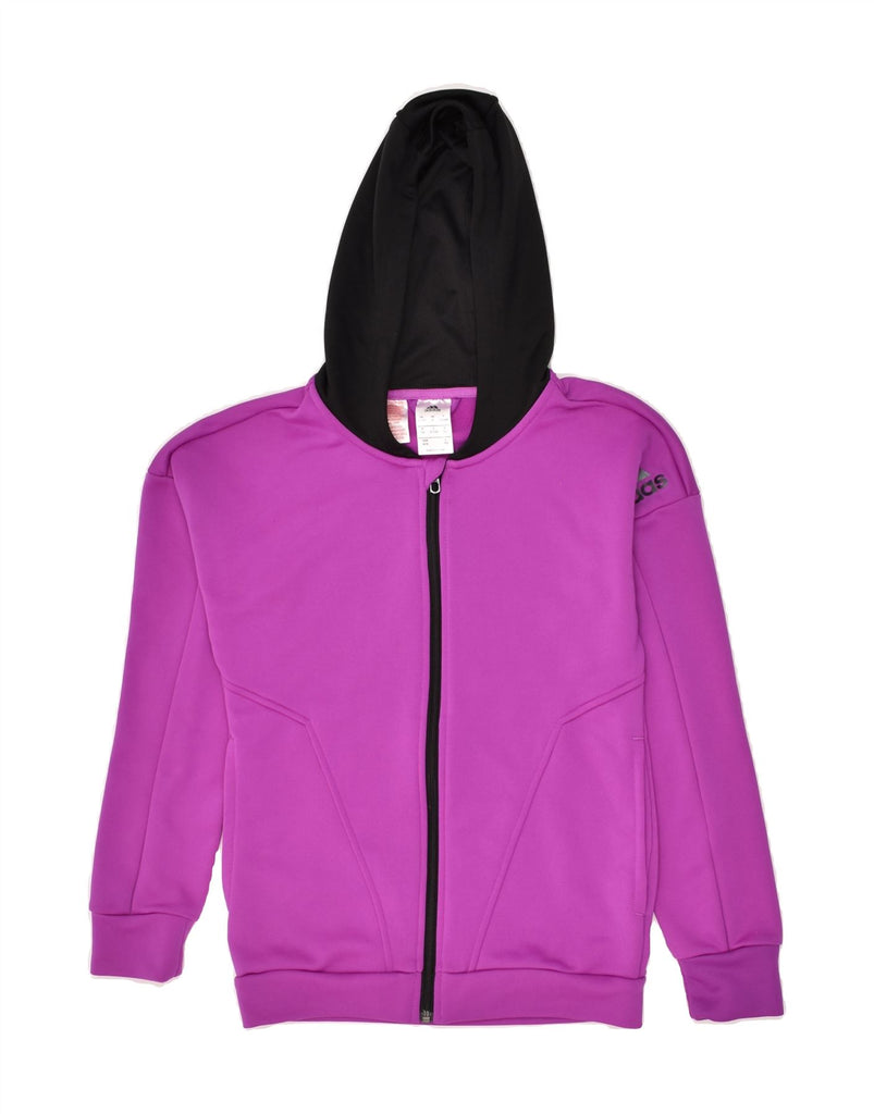 ADIDAS Girls Zip Hoodie Sweater 11-12 Years Purple Colourblock Polyester | Vintage Adidas | Thrift | Second-Hand Adidas | Used Clothing | Messina Hembry 