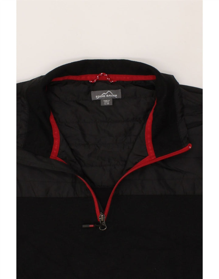 EDDIE BAUER Mens Zip Neck Pullover Tracksuit Top XL Black Cotton Vintage Eddie Bauer and Second-Hand Eddie Bauer from Messina Hembry 