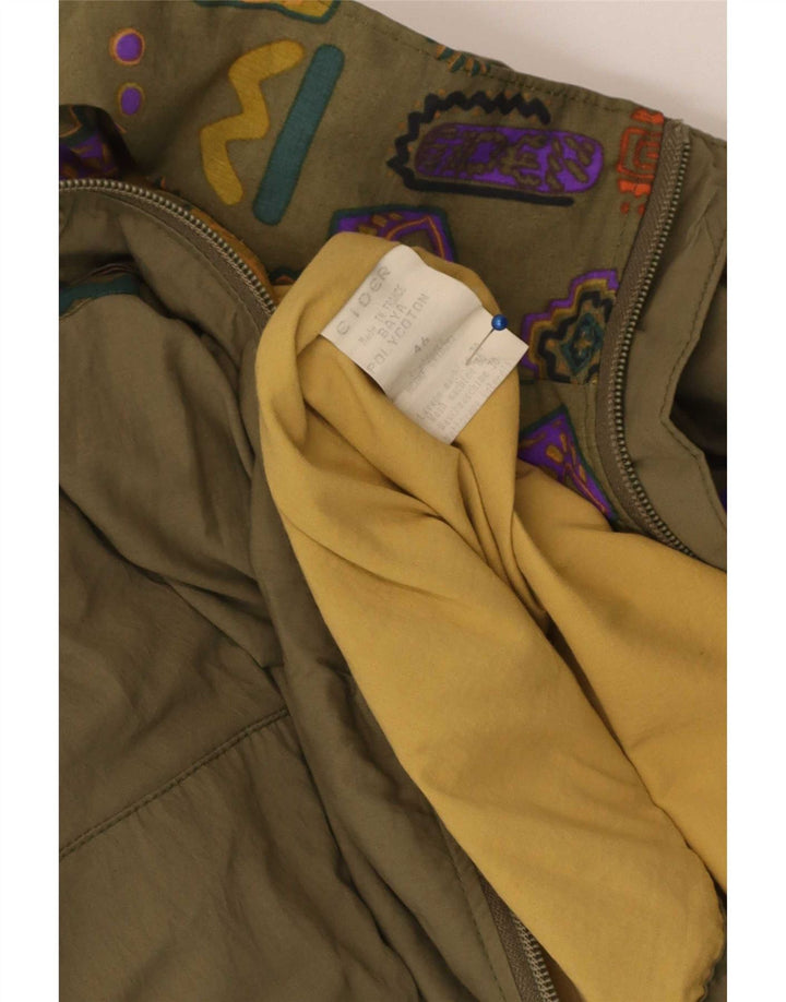 Cider Mens Utility Jacket EU 46 Small Khaki Geometric Cotton
